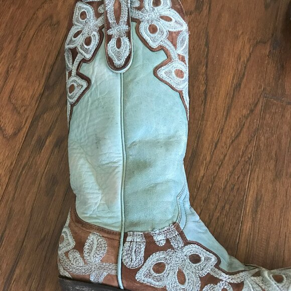 Old Gringo Women’s Western Cowgirl Boots, Blue and Brown Leather, Pointed Toe, S - Picture 4 of 4